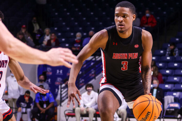 Austin Peay State University Men's Basektball Unable to Overcome Belmont Second-Half Surge in 72-58 Loss. (APSU Sports Information)