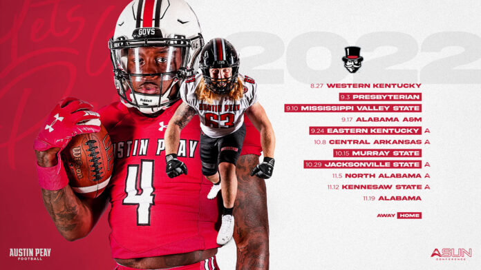 Austin Peay State University announces 2022 Football Schedule. (APSU Sports Information)