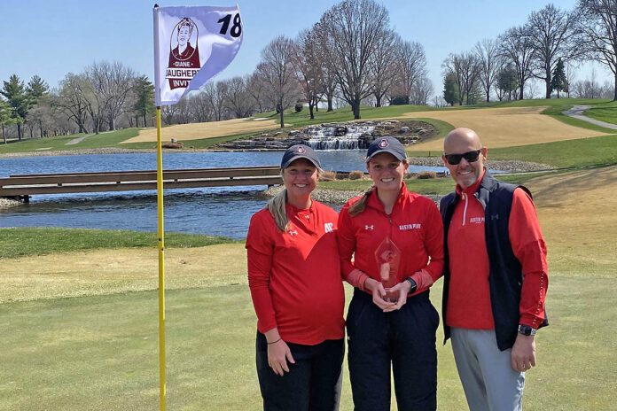 Austin Peay State University Women's Golf senior Taylor Dedmen eagles final hole to win Diane Daugherty Invite. (APSU Sports Information)