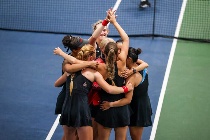 Austin Peay State University Women's Tennis freshman Denise Torrealba seals comeback victory against Western Kentucky. (APSU Sports Information)