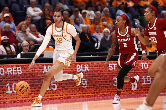 Tennessee Women's Basketball senior Rae Burrell had 21 points and seven assists in SEC Tournament win over Alabama. (UT Athletics)