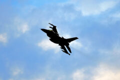 An Air Force F-16C Fighting Falcon pilot practices basic flight maneuvers upon arrival in Croatia to support NATO’s collective defense in southeast Europe, March 16th, 2022.  (Air Force Staff Sgt. Miquel Jordan)