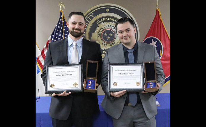 Clarksville Police Officers Daniel Smith (left) and David Hauser (right).