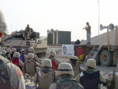 Jeff Bornstein performs his magic to troops with “Comics on Duty.”