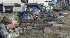 U.S. Soldiers with 1st Battalion, 185th Infantry Regiment zero their weapons at the Bemowo Piskie Training Area, Poland, March 11, 2022. (Army Spc. Joshua Casson)