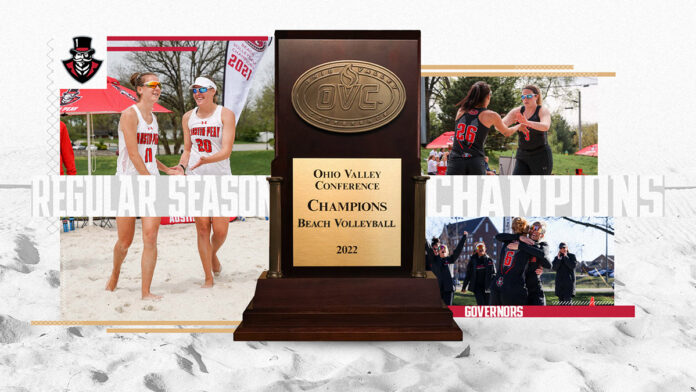 Austin Peay State University sweeps Eastern Illinois to clinch 2022 Regular Season OVC Beach Volleyball Championship. (APSU Sports Information)