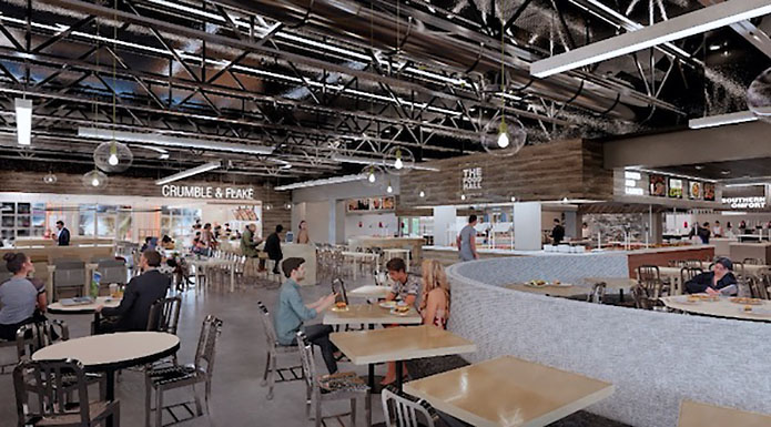 Renderings of the new Food Hall at Austin Peay State University's Catherine Evans Harvill Hall. (APSU)