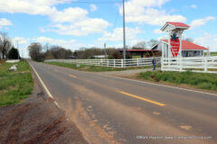 Entrance to the McCraw Strawberry Ranch with the building that strawberries are sold from.