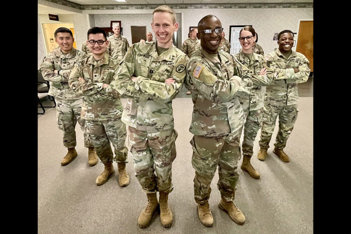 A squad of Soldiers from Blanchfield Army Community Hospital is headed to Fort Benning, Georgia, where they will compete in the Regional Health Command-Atlantic Best Leader Competition, April 25-29. Capt. Joshua Lockwood, Staff Sgt. Terrence Laisin, Sgt. Sangoh Choi, Spc. Ilona Campos, Spc. Angel Galvez and Pfc. Tyrion Smith will represent BACH, competing with 12 other squads from Army military treatment facilities East of the Mississippi River. (Maria Christina Yager, Blanchfield Army Community Hospital)