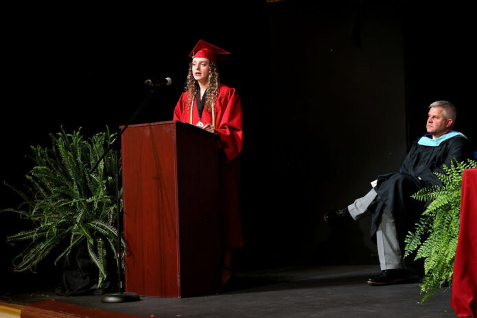 Valedictorian Caroline Watts. (Mark Haynes, Clarksville Online)