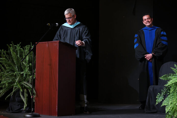 Jerry Lawrence, School Principal and Dr. Brad Moser, President. (Mark Haynes, Clarksville Online)