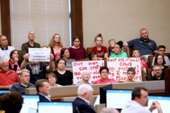 Citizens against the rezoning of farmland for the Killebrew Development project. (Mark Haynes, Clarksville Online)