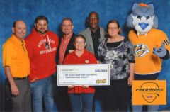 Representatives from Austin Peay State University, Mount Olive Cemetery Historical Preservation Society and the Nashville Predators Foundation at the check presentation ceremony. (APSU)