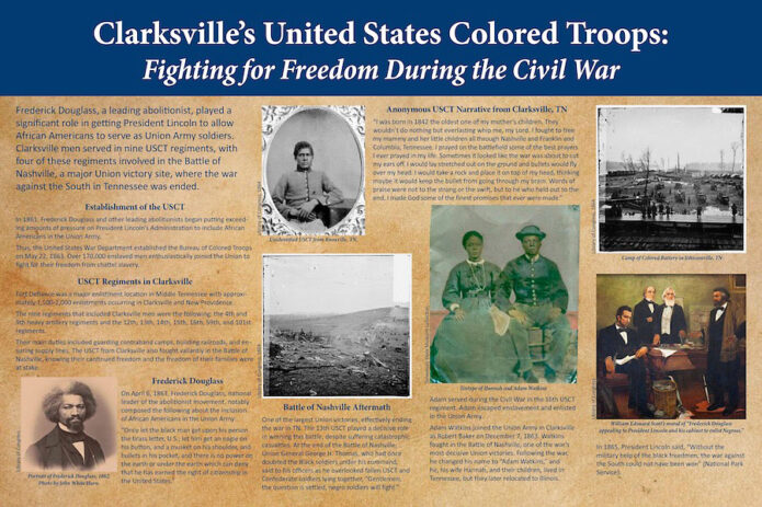 One of the wayside exhibits that will stand by the U.S. Colored Troops monument at Fort Defiance Civil War Park and Interpretive Center. (APSU)