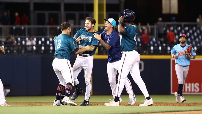Brice Turang Delivers Walk-off for Nashville Sounds against Gwinnett Stripers at First Horizon Park Sunday night. (Nashville Sounds)