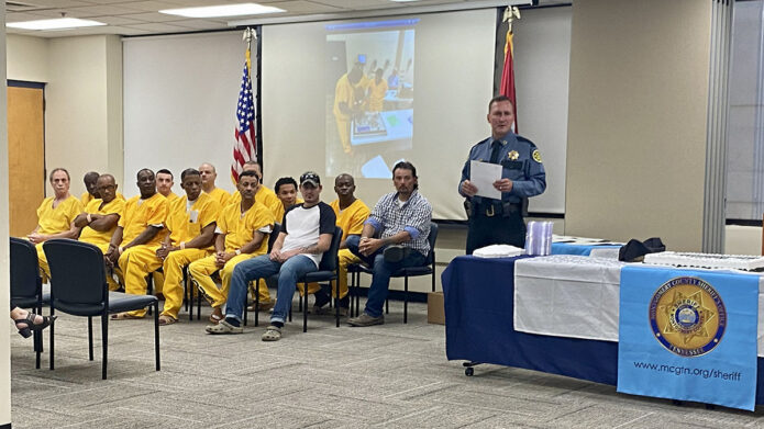 Montgomery County Sheriff John Fuson address the graduating Montgomery County Detention Inmates.