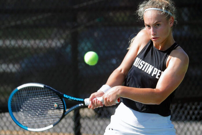 Austin Peay State University Women's Tennis freshman Melody Hefti remains perfect through two days of APSU Fall Tournament. (Robert Smith, APSU Sports Information)