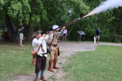 Flintlock musket firing demonstration at Clarksville’s Fort Defiance Civil War Park and Interpretive Center. (Mark Haynes, Clarksville Online)