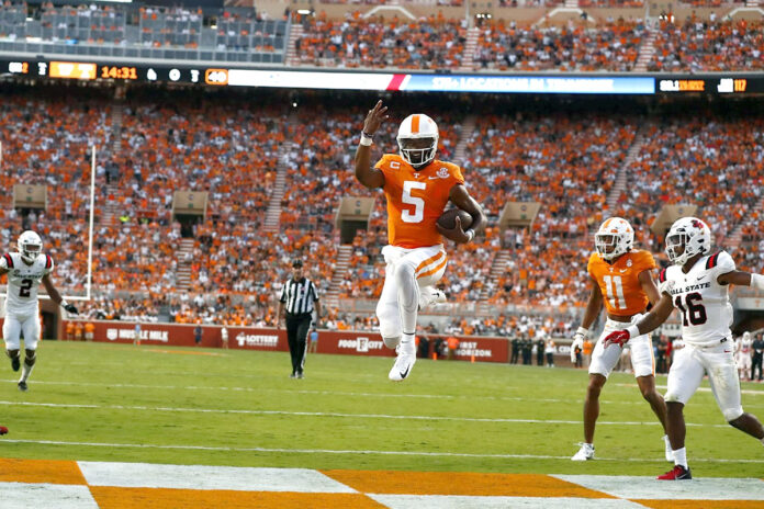 Tennessee Vols Football Bounces Ball State In Opener, 59-10. (UT Athletics)