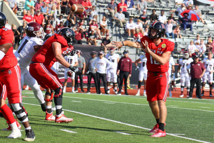 Quarterback Mike DiLiello, #23 Austin Peay State University Governors Football charges through #16 Eastern Kentucky Colonels for Homecoming victory. (Brooklyn Kent, Clarksville Online)