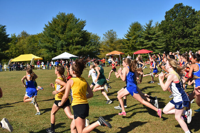 Middle school runners power towards the finish line at the 2020 cross county state meet in Clarksville. (Visit Clarksville)