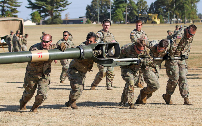 Soldiers from across the 101st Division Artillery Brigade, 101st Airborne Division (Air Assault), compete in the culminating event of the Division Artillery’s Best of the Best competition on Fort Campbell, Ky., October 21, 2022. Soldiers from across the brigade competed in numerous different competitive events to win the competition. (Spc. Laura Hardin, U.S. Army) 