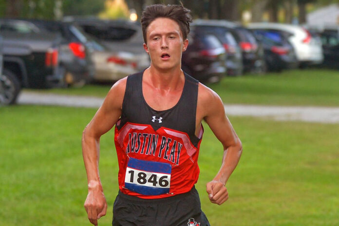 Austin Peay State University Men's Cross Country sophomore Connor Duncan comes in first at Evansville Invitational with a time of 26:14.6. (APSU Sports Information)