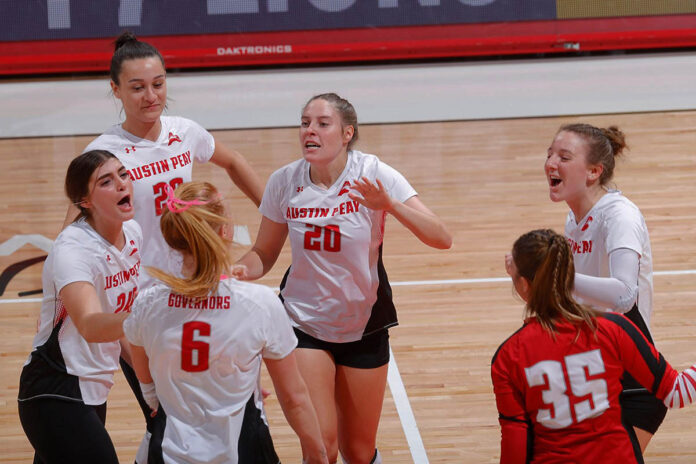 Kelsey Mead notches 2,000th career assist, Austin Peay State University Volleyball falls at league-leader Liberty. (Robert Smith, APSU Sports Information)