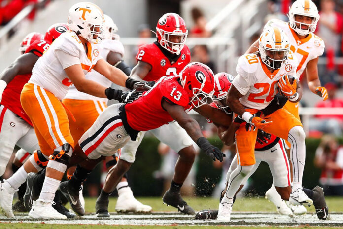#1 Tennessee Vols Football falls at #3 Georgia, 27-13. (UT Athletics)