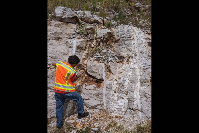 Austin Peay State University student Dairian Boddy works at the discovery site. (APSU)