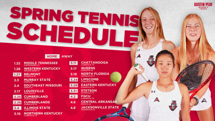 Austin Peay State University Women's Tennis head coach Sorbello Morrison announces competitive 2023 schedule. (APSU Sports Information)