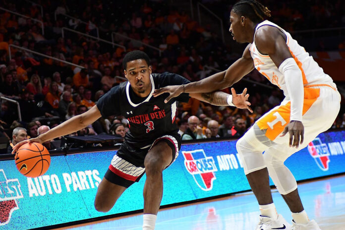 Austin Peay State University Men's Basketball falls on the road to #8 Tennessee, 86-44. (James Boofer)