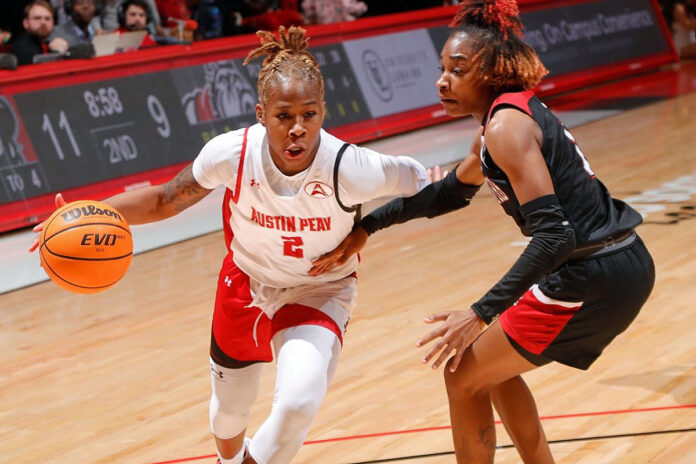 Turnovers plague Austin Peay State University Women's Basketball in loss to Gardner-Webb. (Robert Smith, APSU Sports Information)