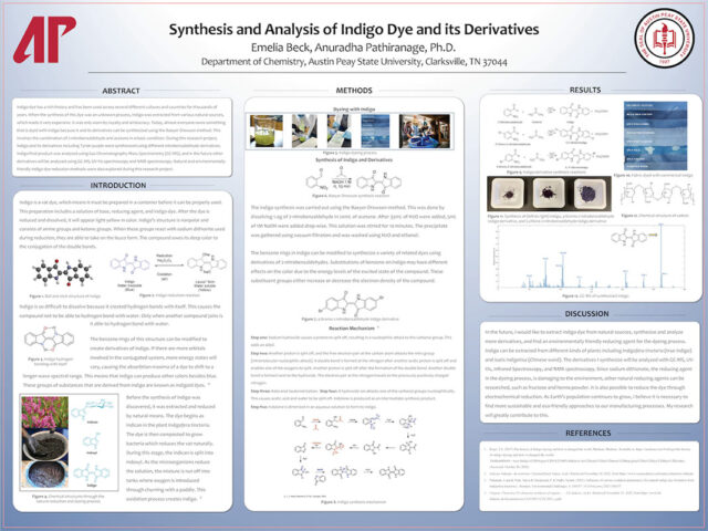 APSU Student Emelia Beck - Synthesis and Analysis of Indigo Dye and its Derivatives