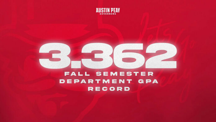 Austin Peay State University student-athletes set fall-semester record with 3.362 grade point average. (APSU Sports Information)