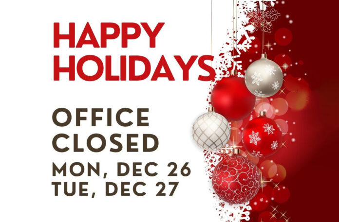 CDE Lightband's office to be closed for Christmas December 27th-28th