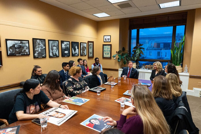 Sharing young people’s perspective on social media’s harms and the need for KOSA were Andrew Brennen (25), Larissa May (28), Thanasi Dilos (19), Zamaan Qureshi (20), and Jules Terpak.