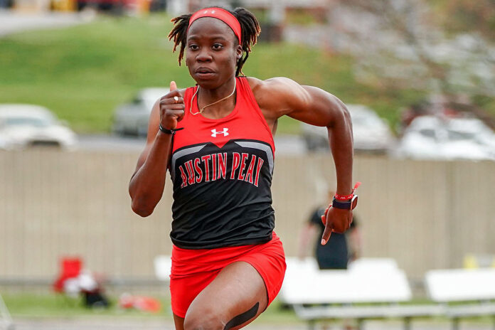 Austin Peay State University Track and Field's Kenisha Phillips wins 55 meter dash and 200 meter dash at Ed Temple Classic. (APSU Sports Information)