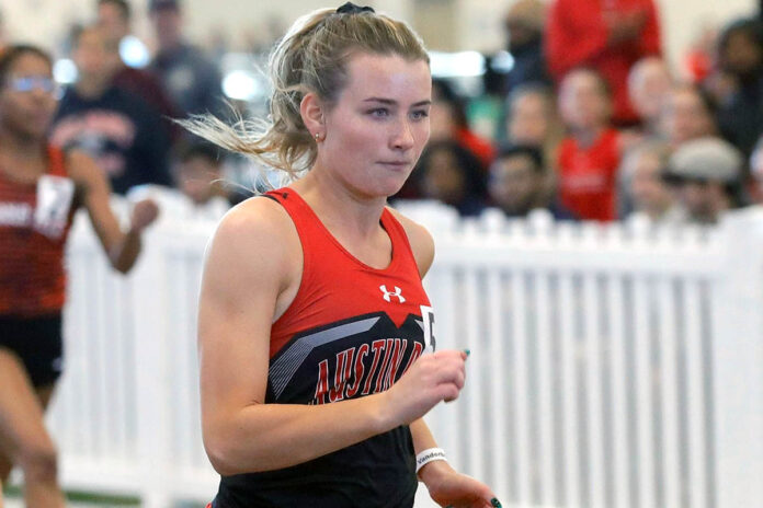 Austin Peay State University Track and Field's Sydney Hartoin runs in the 400 meter dash finals Saturday. (Robert Smith, APSU Sports Information)