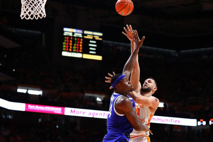 Uros Plavsic’s Strong Performance Not Enough as Tennessee Vols Basketball Come Up Short vs. Kentucky. (UT Athletics)