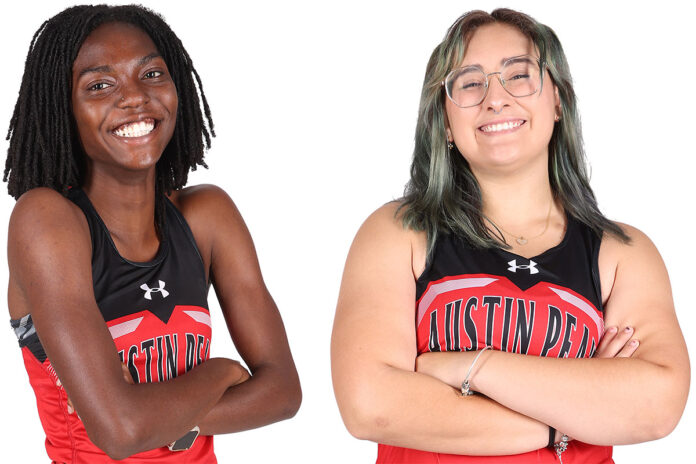 Austin Peay State University Track and Field's Amani Sharif and Emma Tucker. (APSU Sports Information)