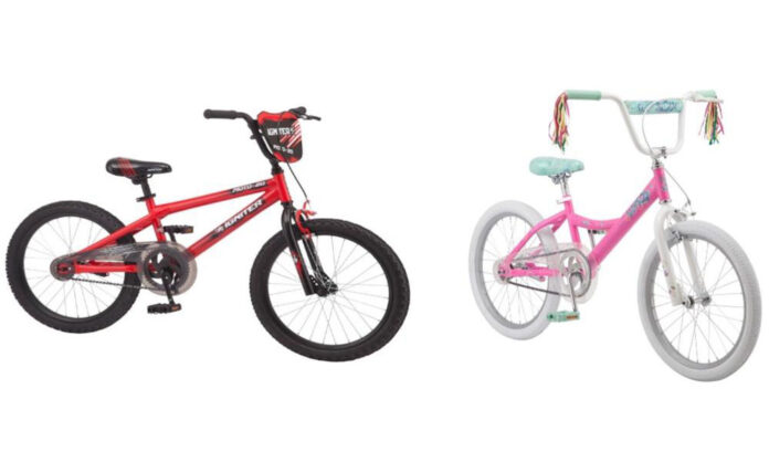 (L to R) Pacific Igniter Red 20” Bicycle and Pacific Bubble Pop Pink 20” Bicycle recalled.