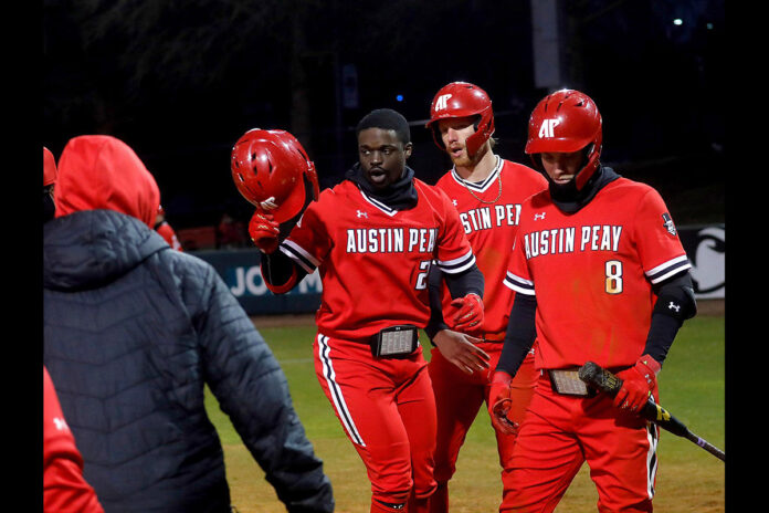 Jayden Brown homers but Austin Peay State University Basball drops season opener to Illinois, Friday. (APSU Sports Information)