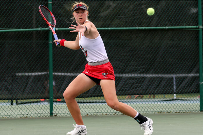 Austin Peay State University Women's Tennis junior Jana Leder wins both her singles matches and doubles matches this weekend against Murray States and Southeast Missouri. (Eric Elliot, APSU Sports Information)