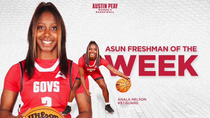 Austin Peay State University Women's Basketball's Anala Nelson named ASUN Freshman of the Week. (APSU Sports Information)