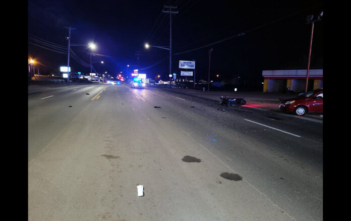 Clarksville Police work a Motorcycle Accident on Providence Boulevard Monday night.