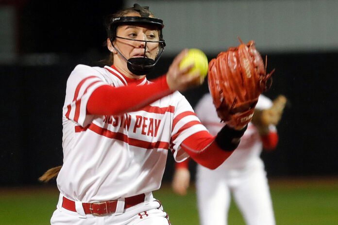 Austin Peay State University Softball close homestand with 2-0 shutout of Phoenix. (Robert Smith, APSU Sports Information)