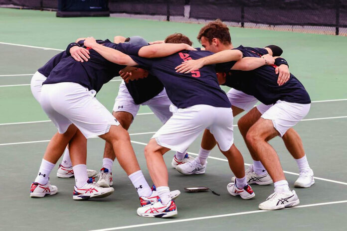 Austin Peay State University Men's Tennis sweeps Tennessee State in nonconference finale. (Carder Henry, APSU Sports Information)