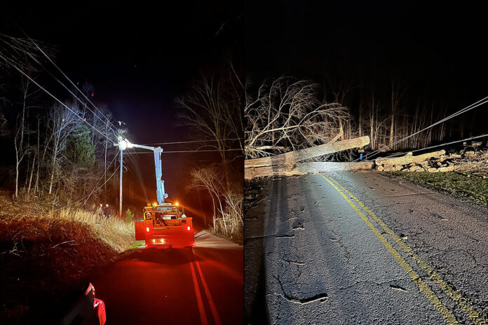 Cumberland Electric Membership Corporation crews are out tonight continuing the work necessary to restore power to it's customers. (CEMC)