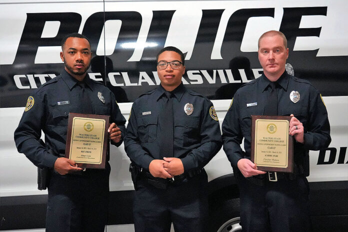 (L-R) Clarksville Police Department officers Amar Cole, Darrius Stubbs, and Fletcher Walters III.
